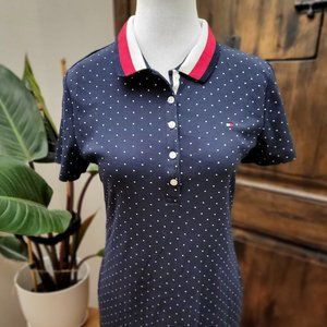 Tommy Hilfiger Polo Dress Blue With White Polka Dots (Small/Women's)